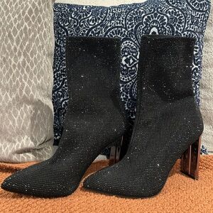 Black rhinestone Ankle Boots